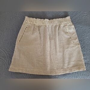 Lands' End Navy Blue and White Striped Mini Skirt w/ Pockets